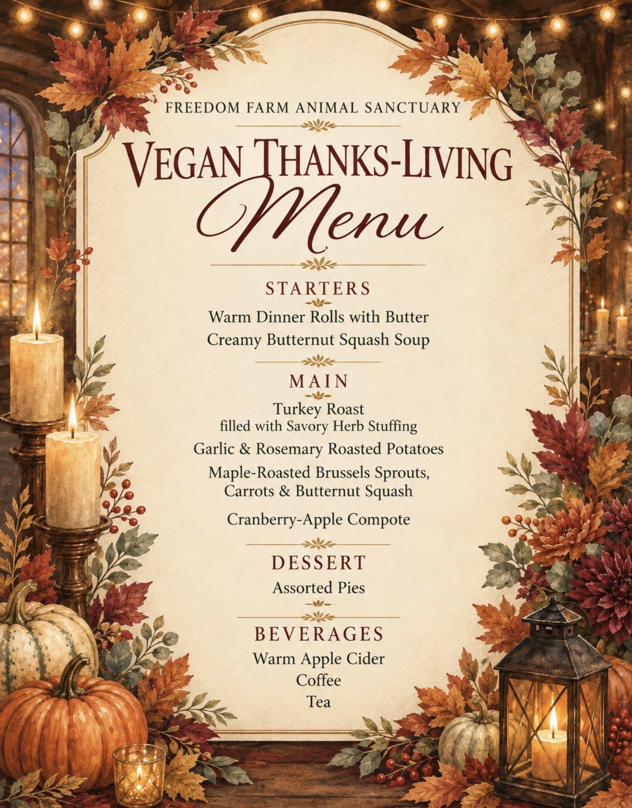 Vegan Thanks-Living menu